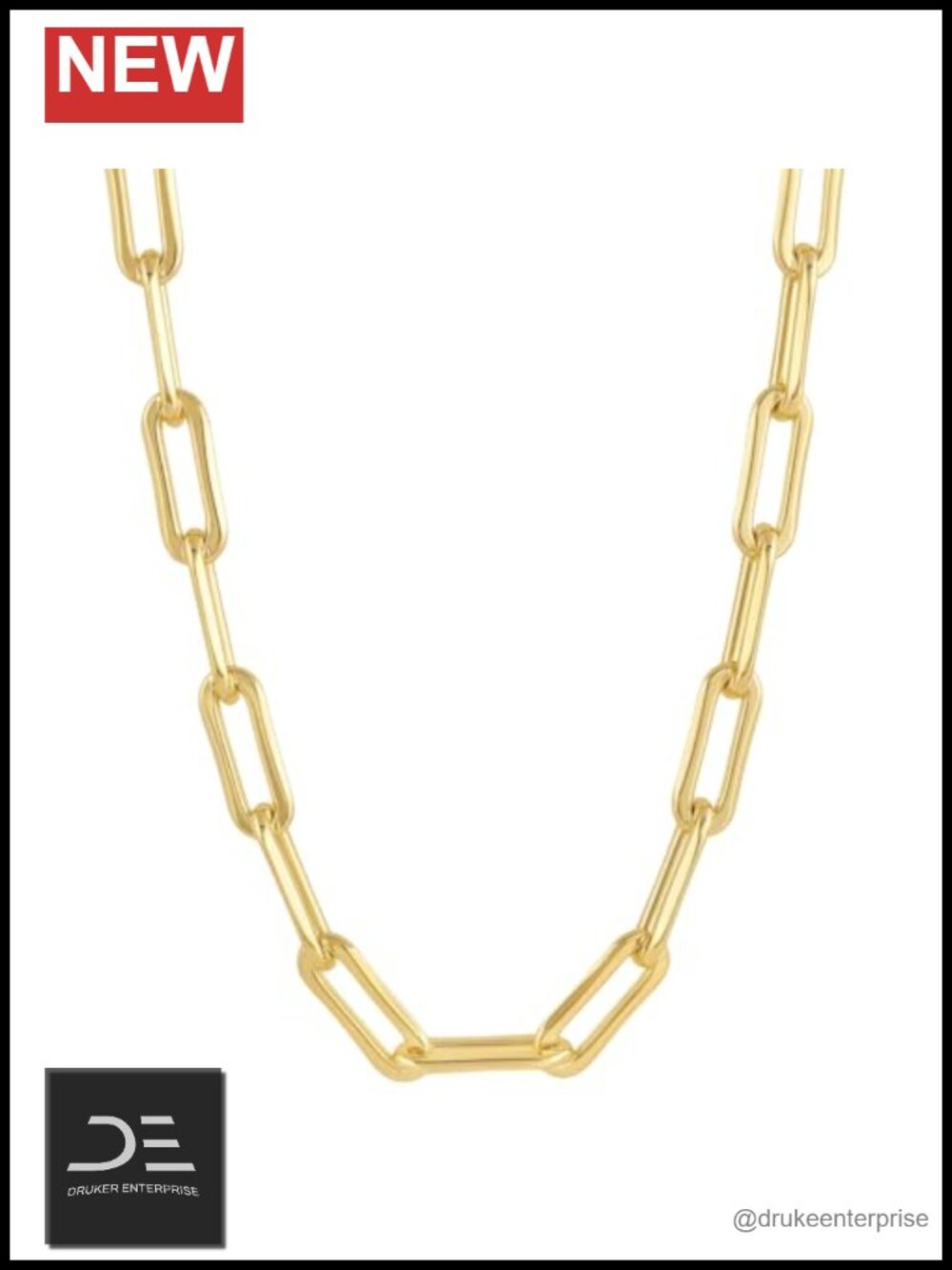 18k Gold Plated Parker XL Chain Link Necklace, 20 Inch Statement Jewelry